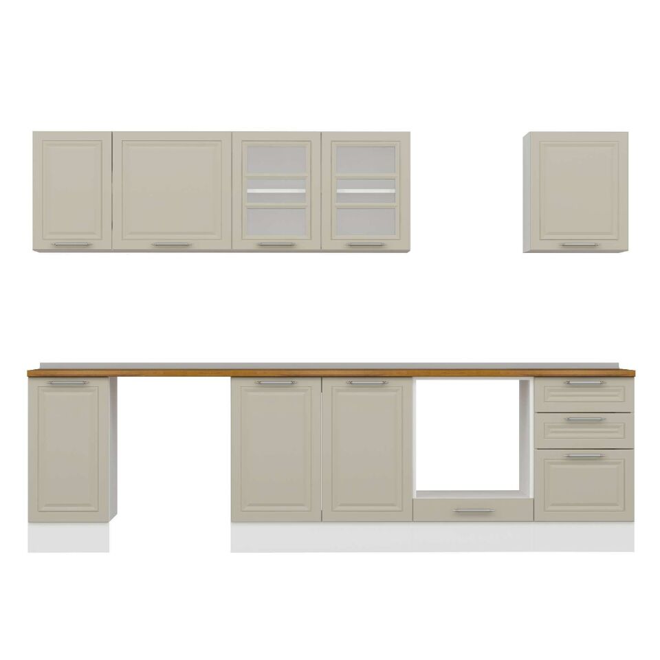 Alvinka 300X210 Cm Klasik Mebran Mutfak Dolabı M-E90S40S50-3 Mebran | Kumtaşı - Suntalam