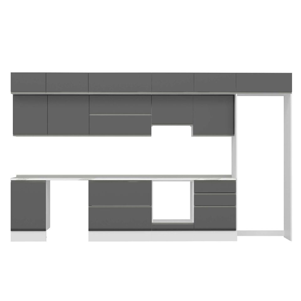 Alvinka 390X240 Cm High Gloss Mutfak Dolabı Mb-E80S50S60-1 High Gloss | Antrasit - Mdf