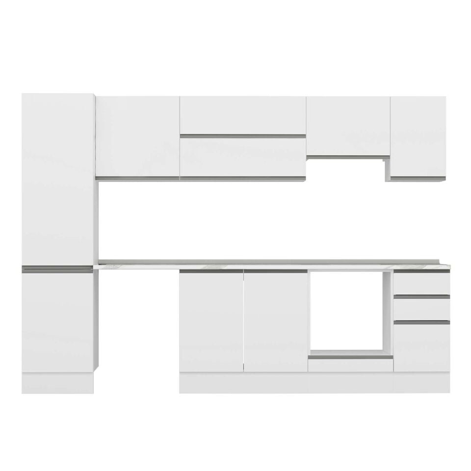 Alvinka 300X210 Cm High Gloss Mutfak Dolabı Mb-E90B50S40-1 High Gloss | Beyaz - Suntalam