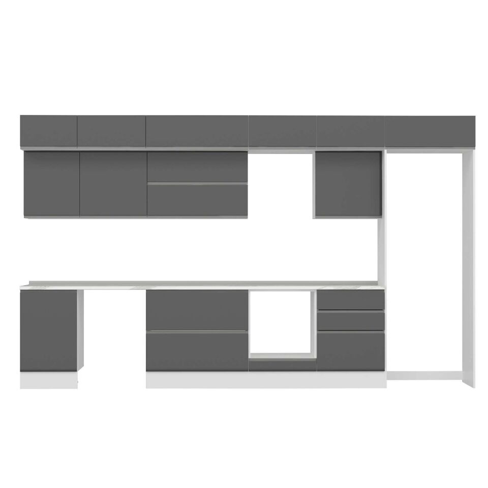 Alvinka 390X240 Cm High Gloss Mutfak Dolabı Mb-E80S50S60-2 High Gloss | Antrasit - Suntalam