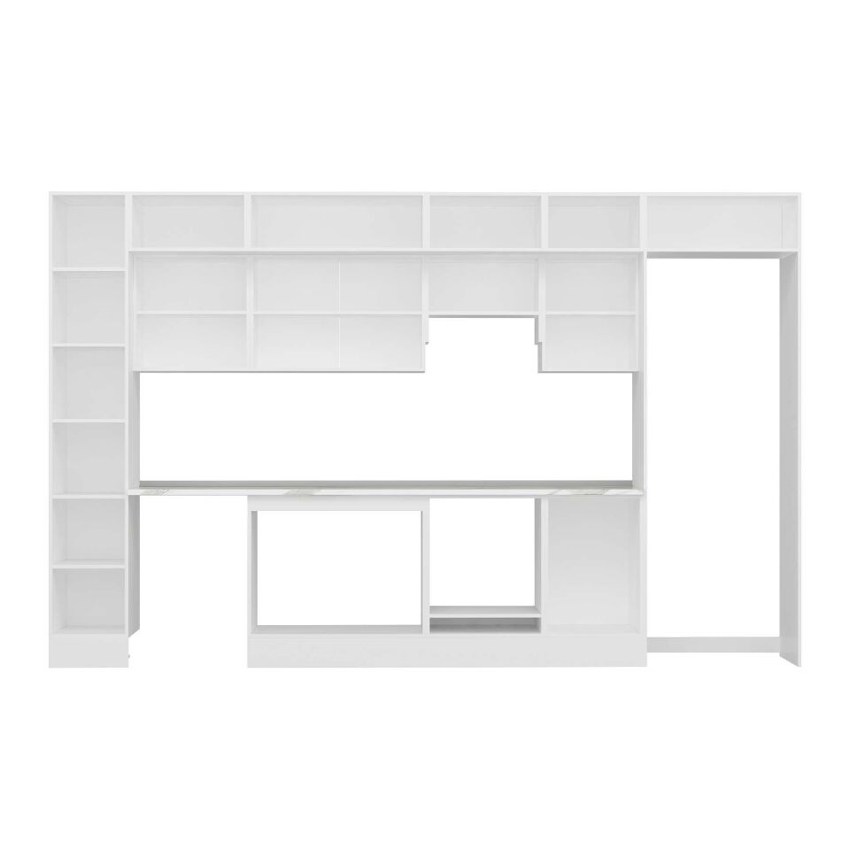 Alvinka 370X240 Cm Klasik Mebran Mutfak Dolabı Mbb-E80B40S50-1 Mebran | Kumtaşı - Suntalam