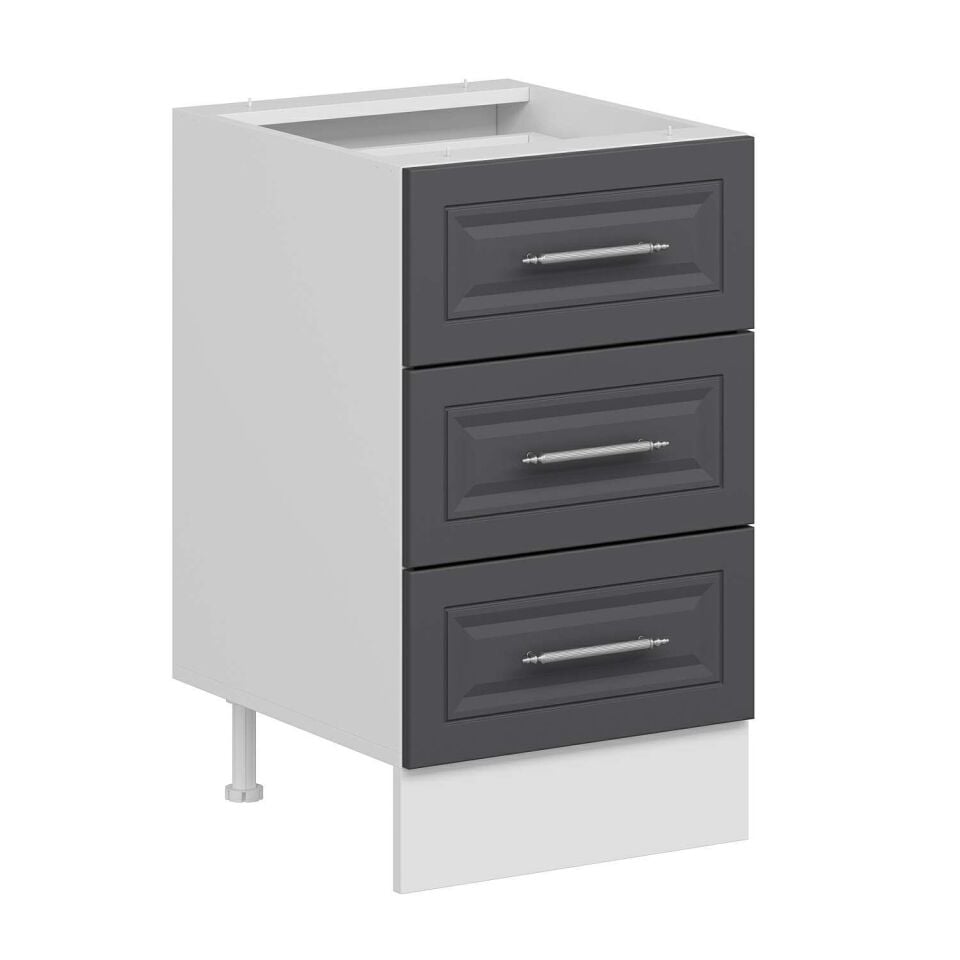 Alvinka Mutfak Modül Mbr_C Alt 3Ç 50Cm Dolap Beyaz Antrasit