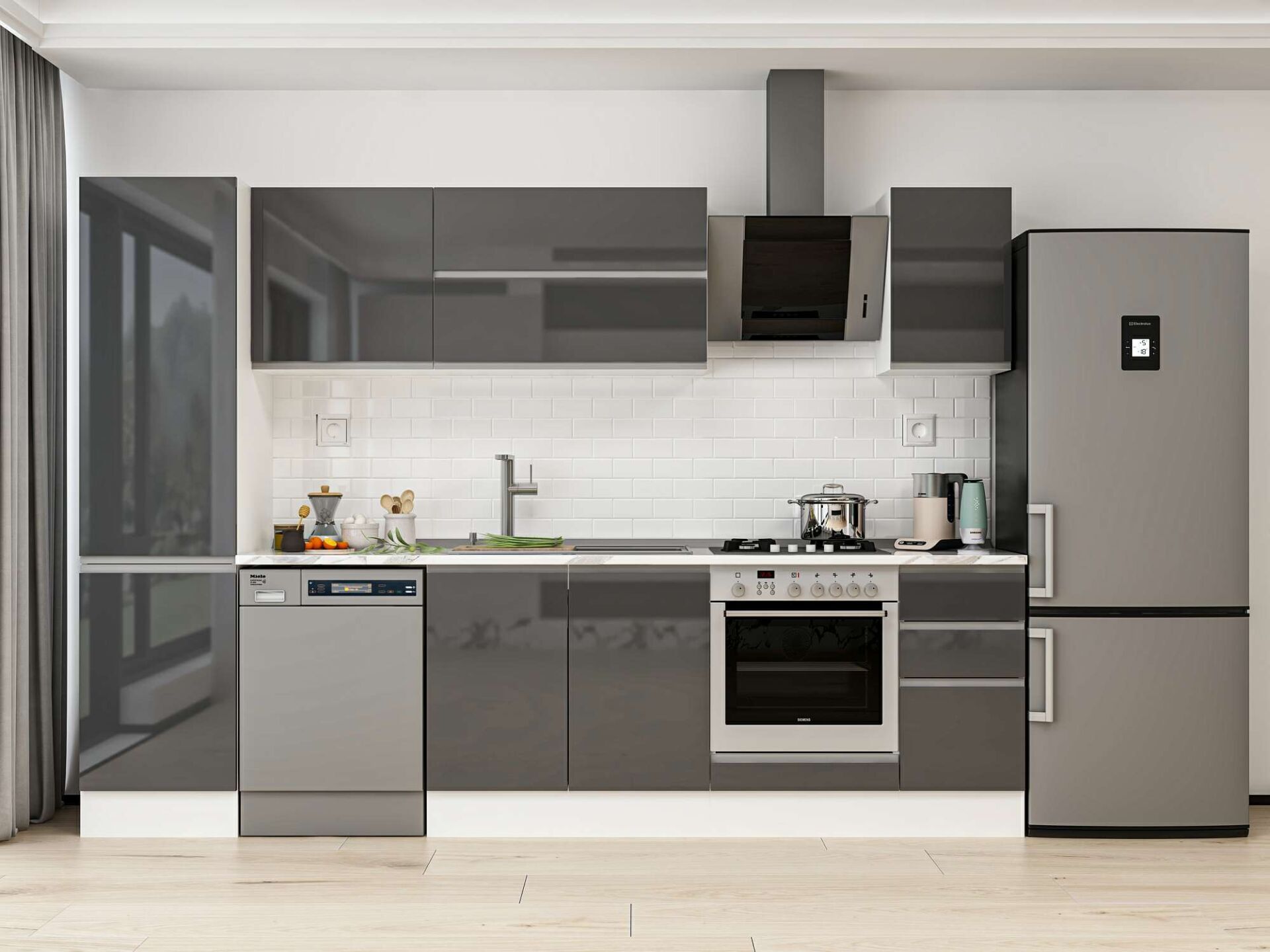 Alvinka 300X210 Cm High Gloss Mutfak Dolabı Mb-E90B50S40-2 High