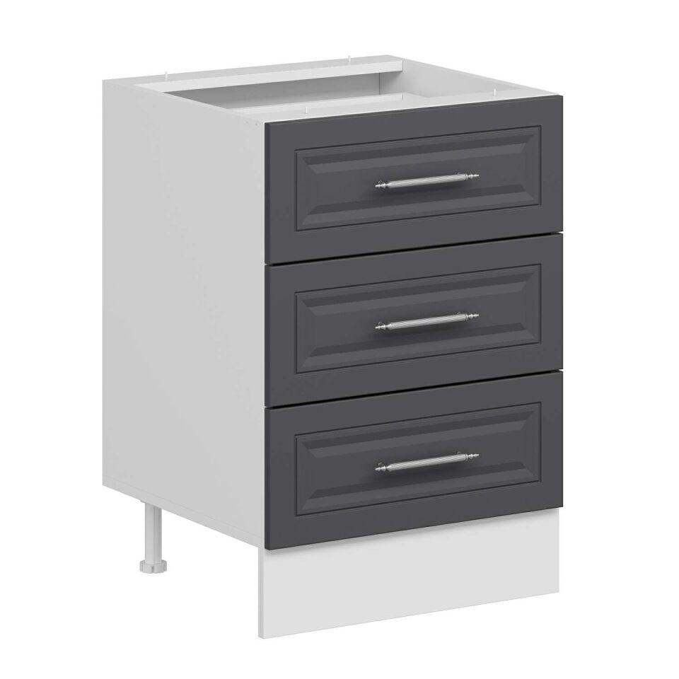 Alvinka Mutfak Modül Mbr_C Alt 3Ç 60Cm Dolap Beyaz Antrasit