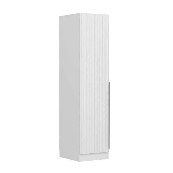 Minar Kale 1 Kapaklı Raflı Dolap Beyaz - Beyaz Çizgili Mebran 210CM