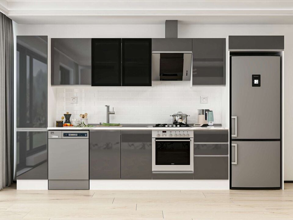 Alvinka 375X222 Cm High Gloss Mutfak Dolabı Mbb-E80B45S50-3