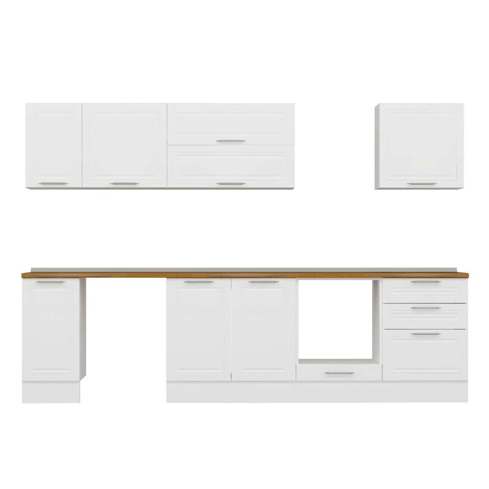 Alvinka 310X210 Cm Klasik Mebran Mutfak Dolabı M-E90S40S60-2 Mebran | Beyaz - Suntalam