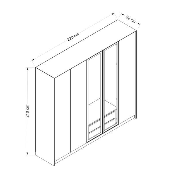 Kale Luxe 5 Kapaklı Gardrop - Antrasit