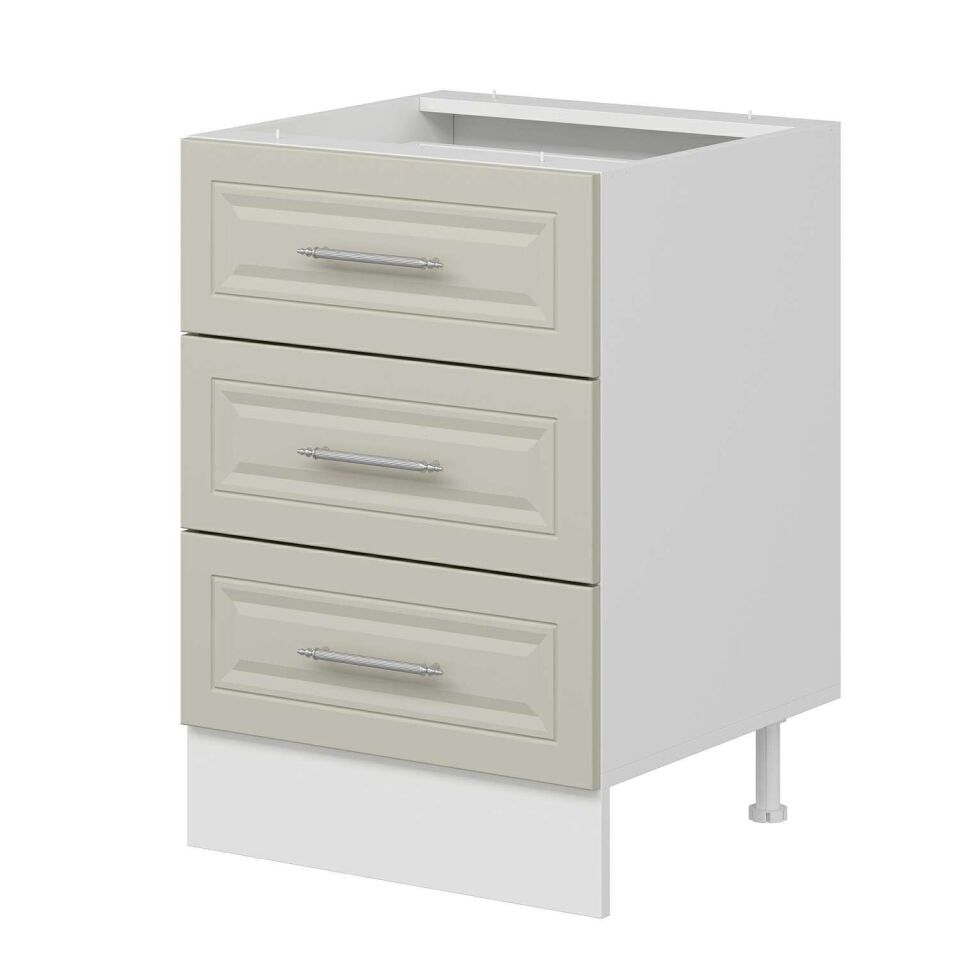 Alvinka Mutfak Modül Mbr_C Alt 3Ç 60Cm Dolap Beyaz Kumtaşı