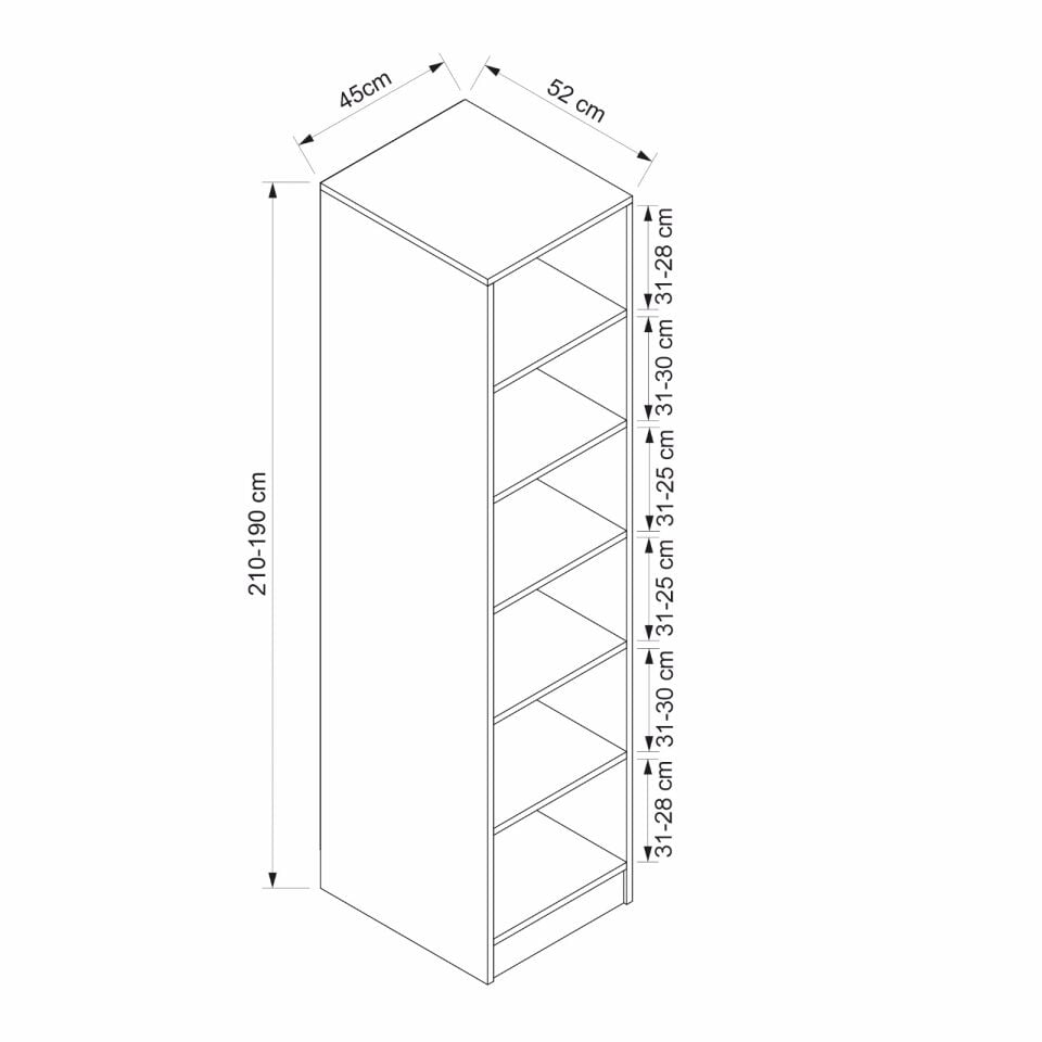 Minar Kale 1 Kapaklı Raflı Dolap Beyaz - Dore Plus 210CM