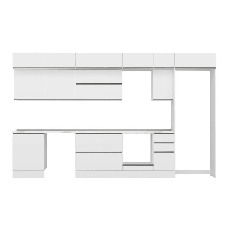 Alvinka 380X240 Cm High Gloss Mutfak Dolabı Mb-E80S60S40-2 High Gloss | Beyaz - Mdf