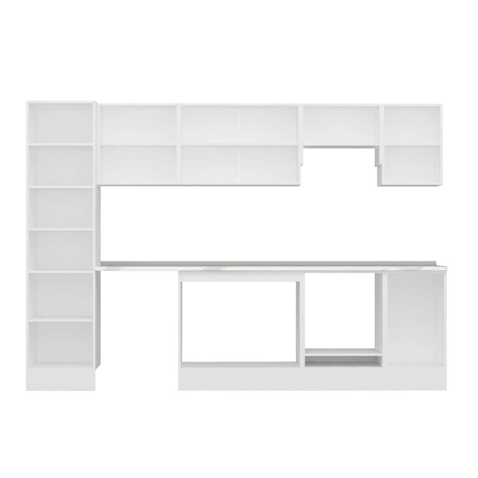 Alvinka 305X210 Cm High Gloss Mutfak Dolabı Mb-E90B50S45-1 High Gloss | Antrasit - Suntalam