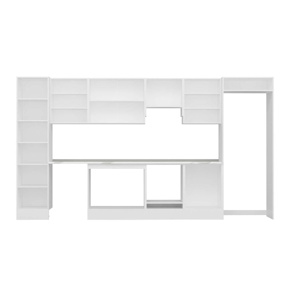 Alvinka 390X222 Cm Klasik Mebran Mutfak Dolabı Mbb-E80B50S60-1 Mebran | Antrasit - Mdf