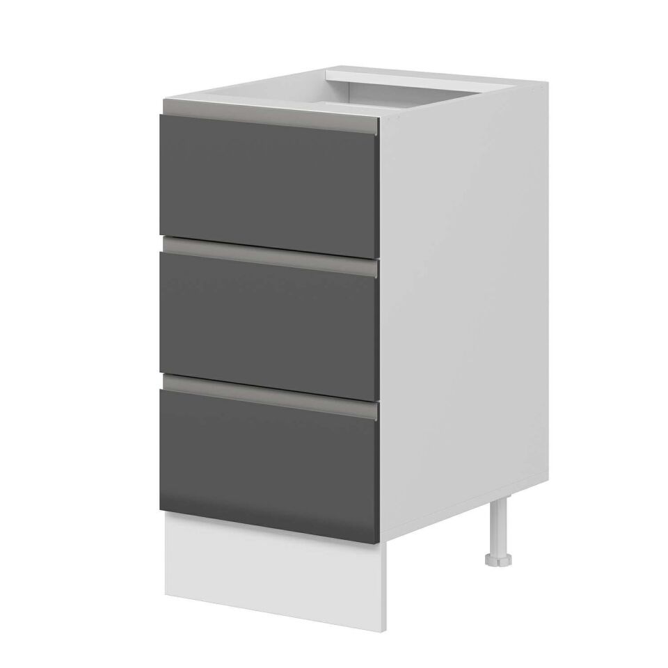 Alvinka Mutfak Modül Hg_J Alt 3Ç 45Cm Dolap Beyaz Antrasit Mdf