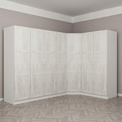 Kale Country 7 Kapak 2Ç Köşe Zincir Dolap - Eskitme Beyaz