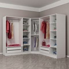 Kale Country 7 Kapak 4Ç Köşe Zincir Dolap - Eskitme Beyaz