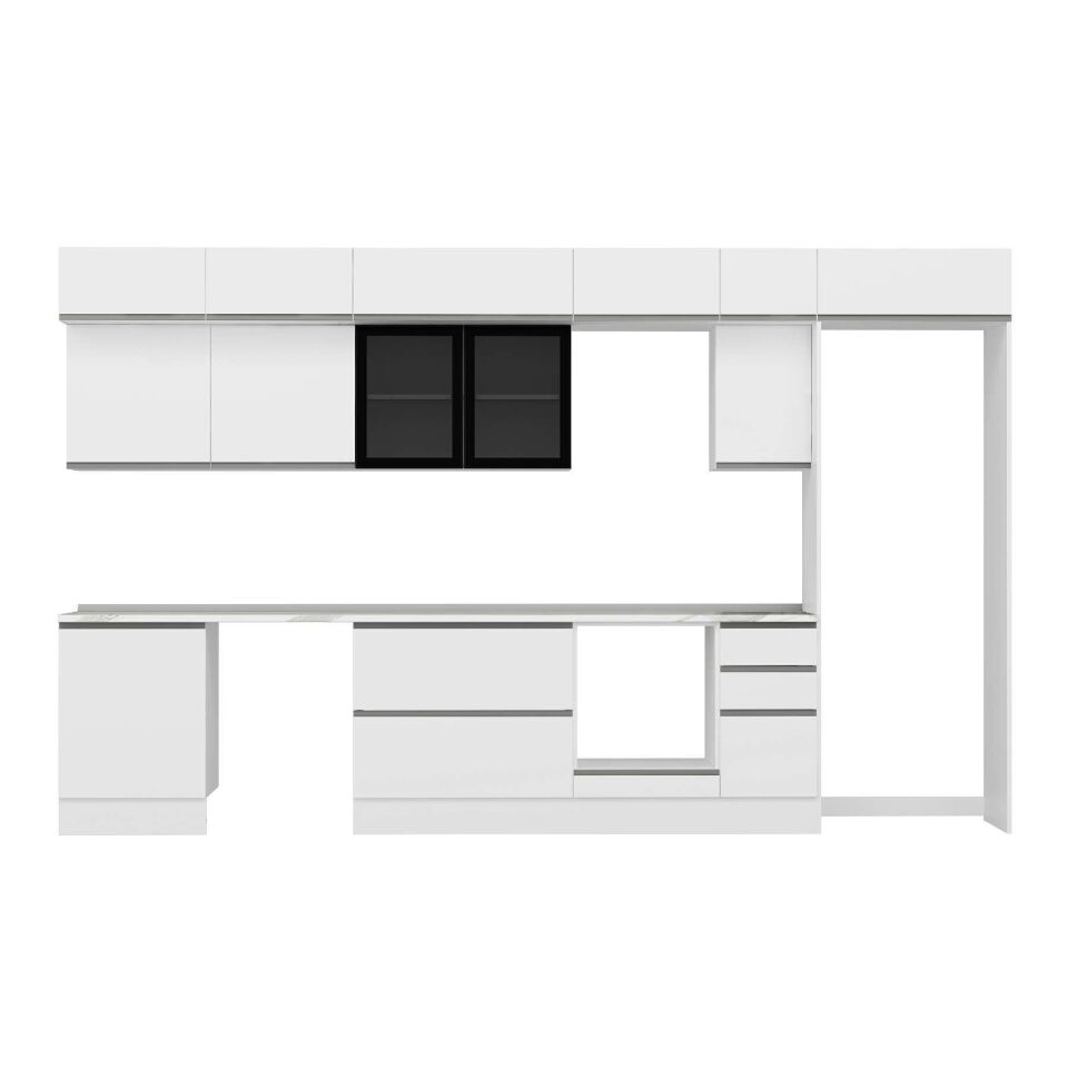 Alvinka 380X240 Cm High Gloss Mutfak Dolabı Mb-E80S60S40-3 High Gloss | Beyaz - Mdf