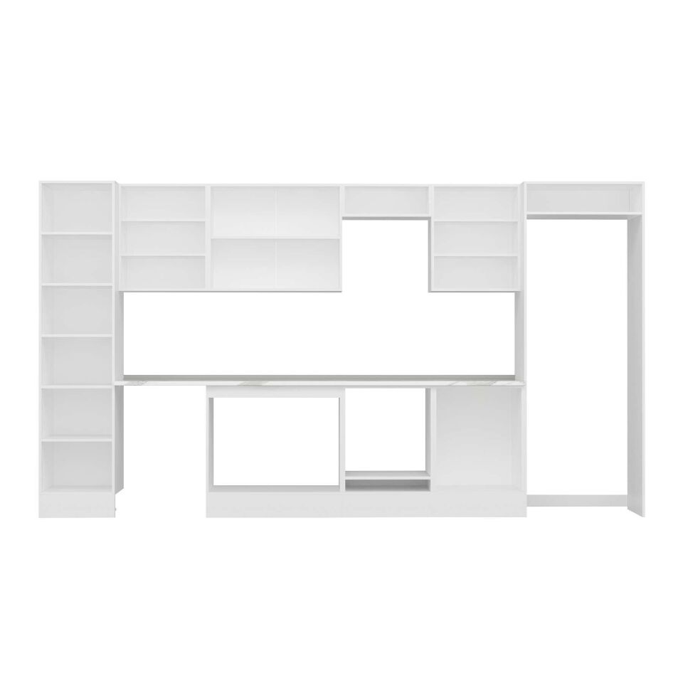 Alvinka 390X222 Cm Klasik Mebran Mutfak Dolabı Mbb-E80B50S60-2 Mebran | Kumtaşı - Suntalam