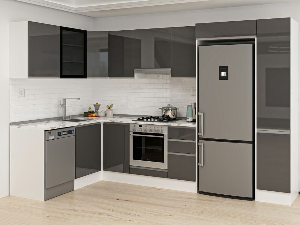 Alvinka 180-330X222 Cm Hg_J Köşe Mutfak Dolabı