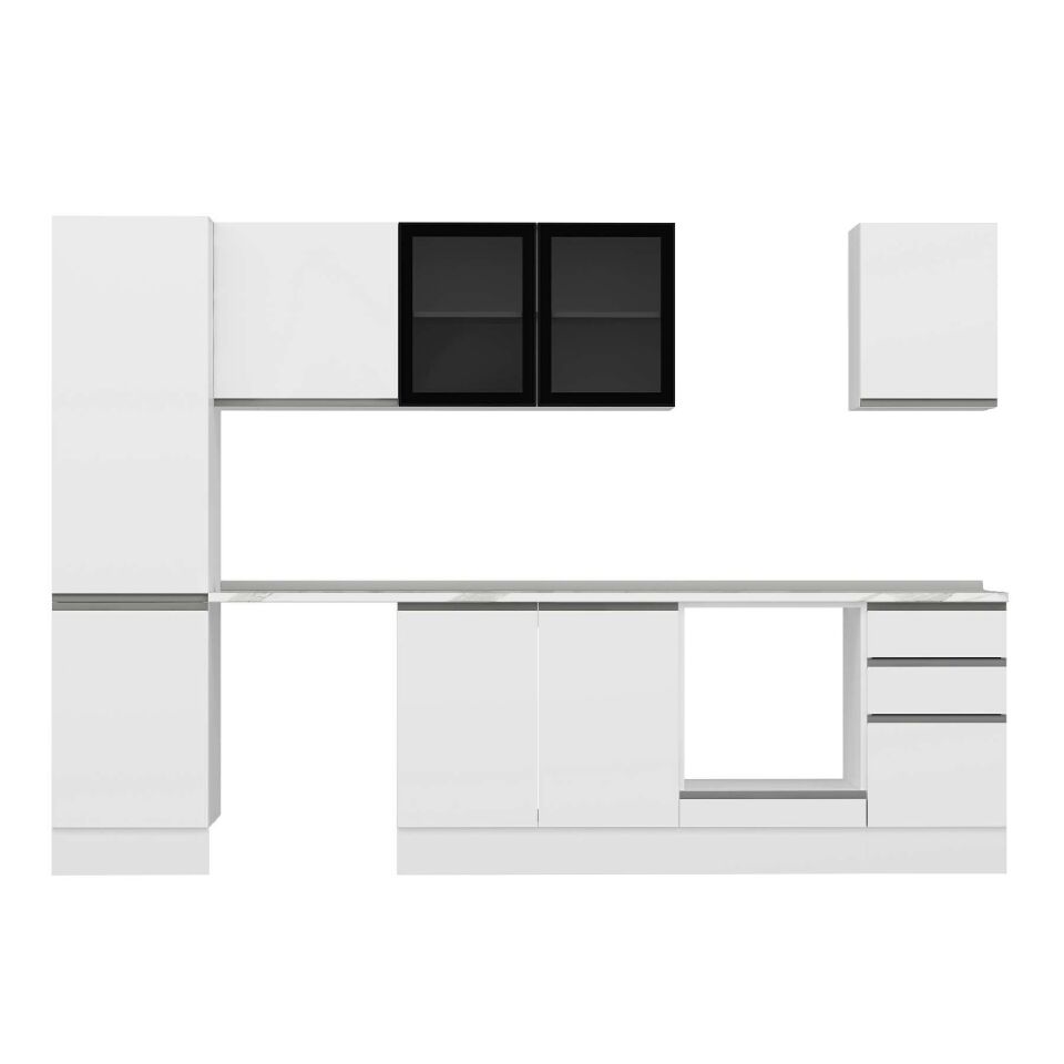 Alvinka 305X210 Cm High Gloss Mutfak Dolabı Mb-E90B50S45-3 High Gloss | Beyaz - Suntalam
