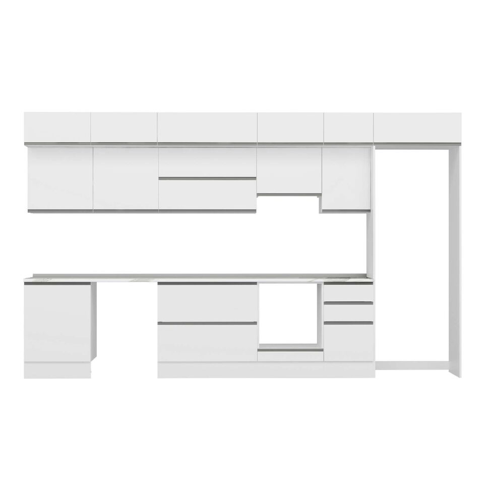 Alvinka 385X240 Cm High Gloss Mutfak Dolabı Mb-E80S60S45-1 High Gloss | Beyaz - Suntalam