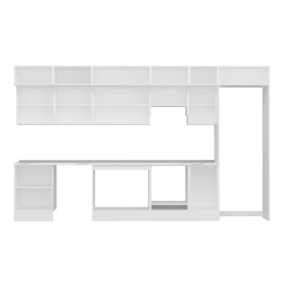Alvinka 385X240 Cm High Gloss Mutfak Dolabı Mb-E80S60S45-1 High Gloss | Beyaz - Mdf
