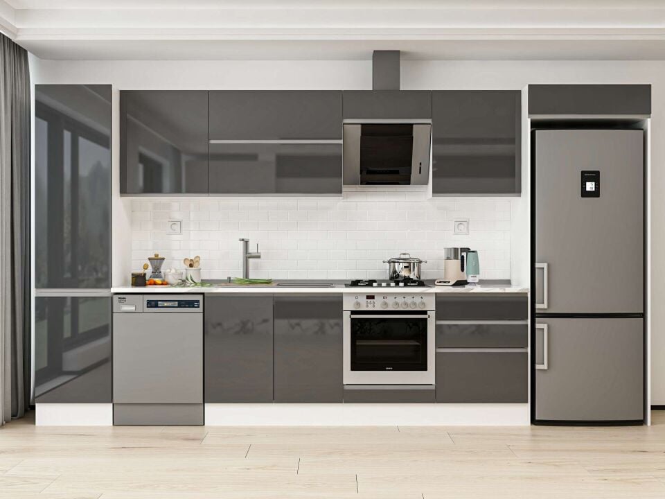 Alvinka 390X222 Cm High Gloss Mutfak Dolabı Mbb-E80B50S60-2