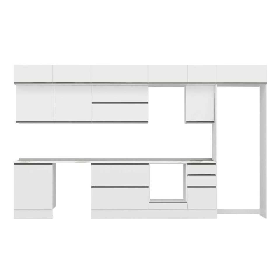 Alvinka 385X240 Cm High Gloss Mutfak Dolabı Mb-E80S60S45-2 High Gloss | Beyaz - Suntalam