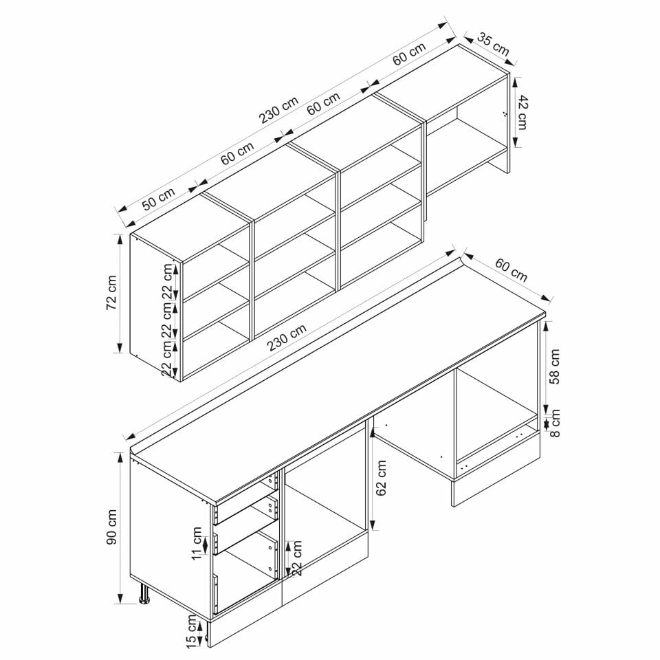 Alvinka 230X210 Cm Mbr_A Mutfak Dolabı