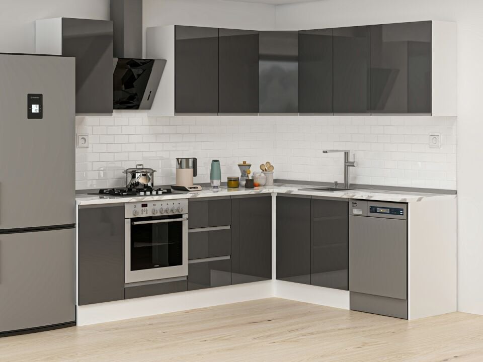 Alvinka 250-200X222 Cm Hg_J Köşe Mutfak Dolabı