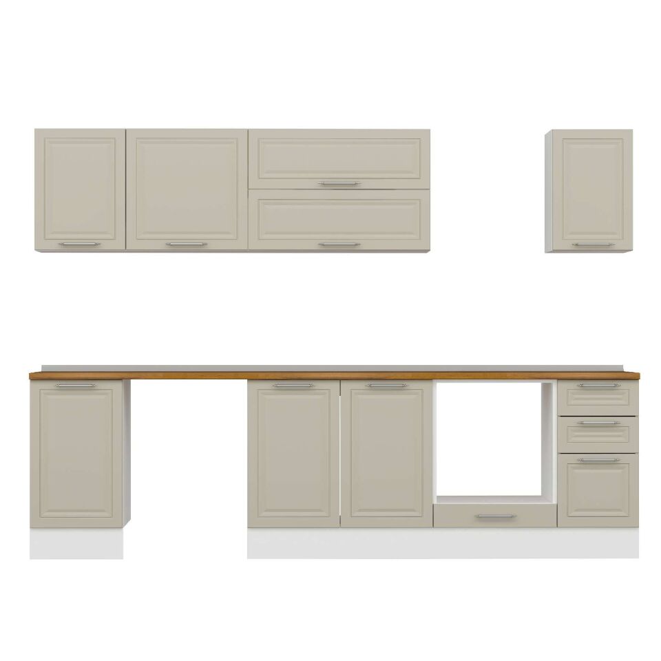 Alvinka 295X210 Cm Klasik Mebran Mutfak Dolabı M-E90S45S40-2 Mebran | Kumtaşı - Suntalam