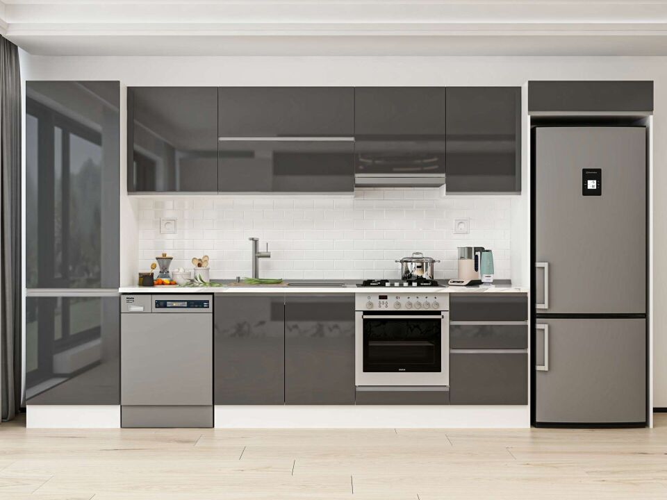 Alvinka 390X222 Cm High Gloss Mutfak Dolabı Mbb-E80B60S50-1