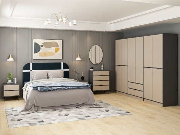 Elina Yatak Odası Takımı - Antrasit/Kumtaşı