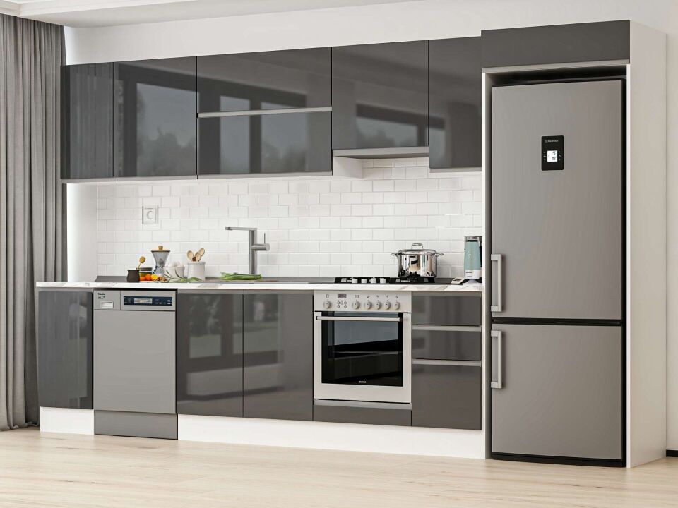 Alvinka 370X222 Cm High Gloss Mutfak Dolabı Mb-E90S40S40-1
