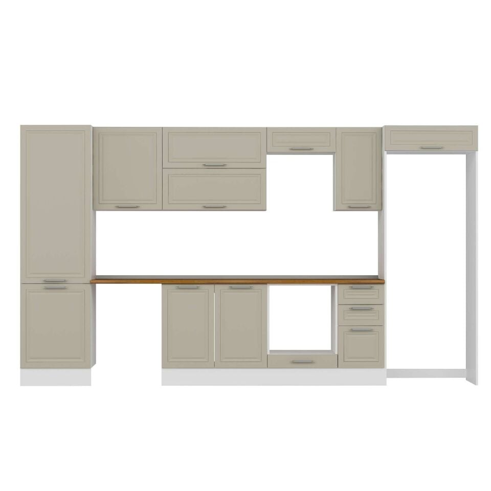 Alvinka 380X222 Cm Klasik Mebran Mutfak Dolabı Mbb-E80B60S40-2 Mebran | Kumtaşı - Suntalam