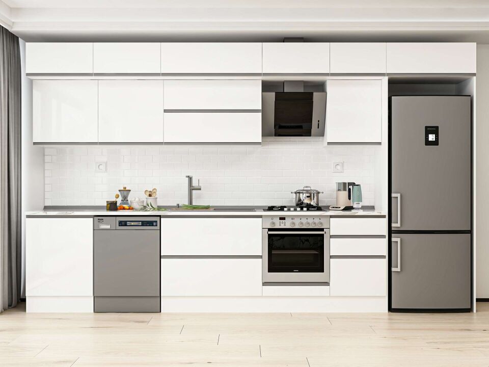 Alvinka 390X240 Cm High Gloss Mutfak Dolabı Mb-E80S60S50-2 High Gloss | Beyaz - Mdf