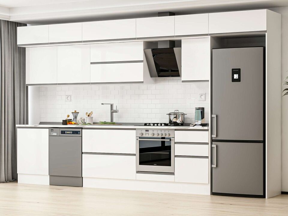 Alvinka 390X240 Cm High Gloss Mutfak Dolabı Mb-E80S60S50-2 High Gloss | Beyaz - Mdf