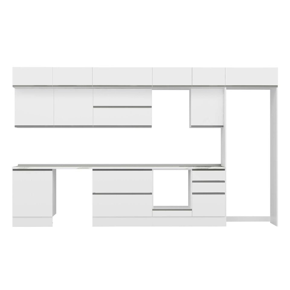 Alvinka 390X240 Cm High Gloss Mutfak Dolabı Mb-E80S60S50-2 High Gloss | Beyaz - Mdf