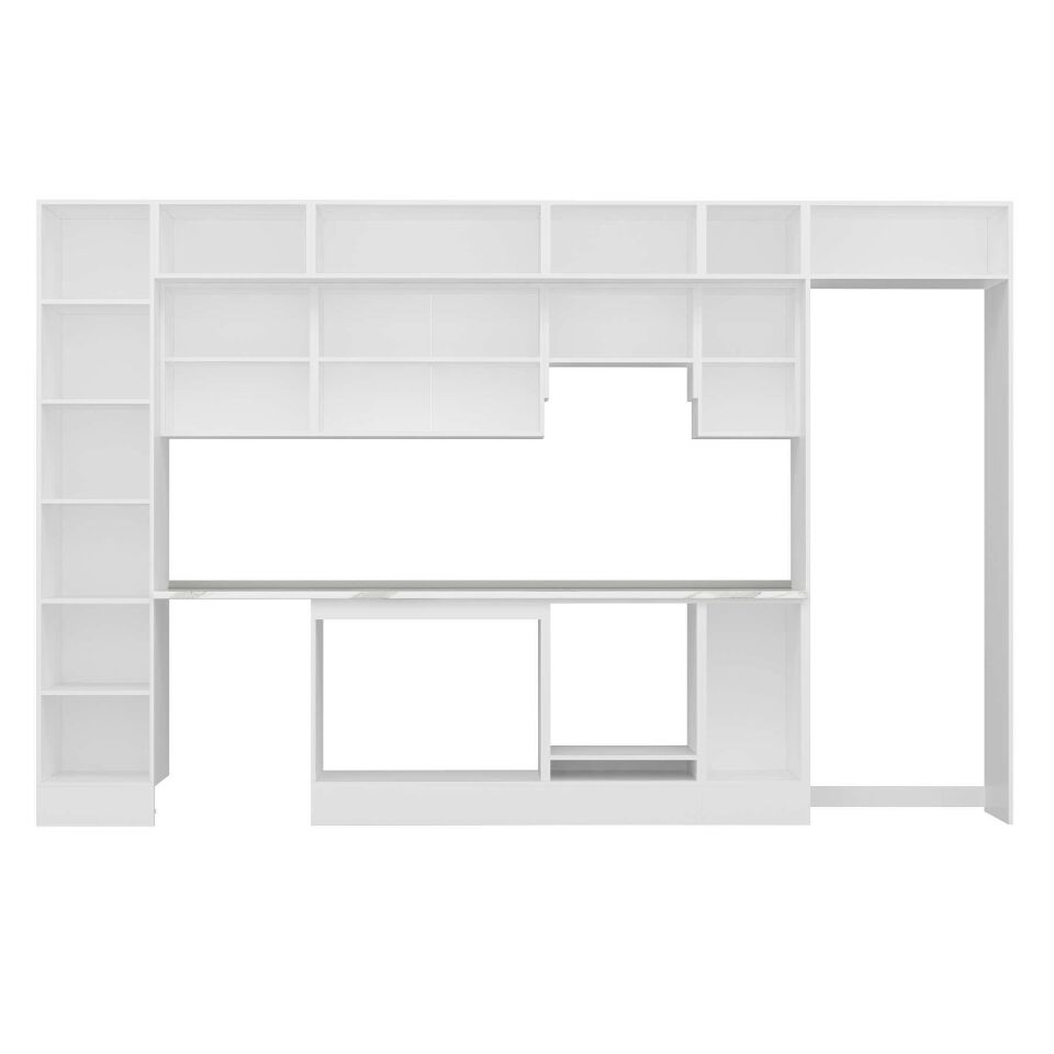 Alvinka 365X240 Cm Klasik Mebran Mutfak Dolabı Mbb-E80B45S40-1 Mebran | Antrasit - Suntalam
