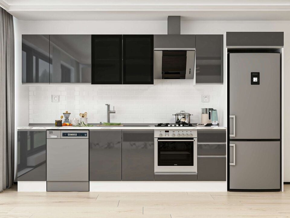 Alvinka 370X222 Cm High Gloss Mutfak Dolabı Mb-E90S40S40-3