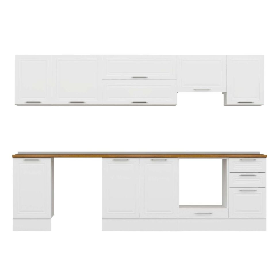 Alvinka 300X210 Cm Klasik Mebran Mutfak Dolabı M-E90S45S45-1 Mebran | Beyaz - Suntalam