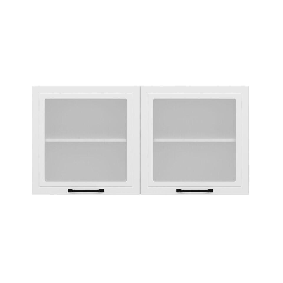 Alvinka Mutfak Modül Mbr_A Üst 2Dk1R 120-H60Cm Dolap Cam Beyaz Beyaz Mdf