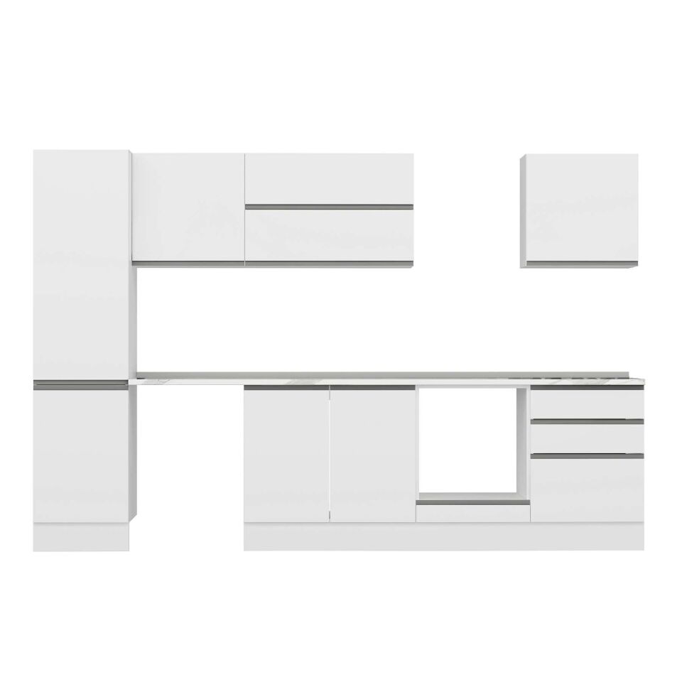 Alvinka 320X210 Cm High Gloss Mutfak Dolabı Mb-E90B50S60-2 High Gloss | Beyaz - Suntalam