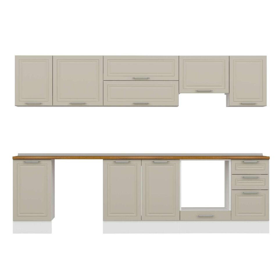 Alvinka 300X210 Cm Klasik Mebran Mutfak Dolabı M-E90S45S45-1 Mebran | Kumtaşı - Suntalam