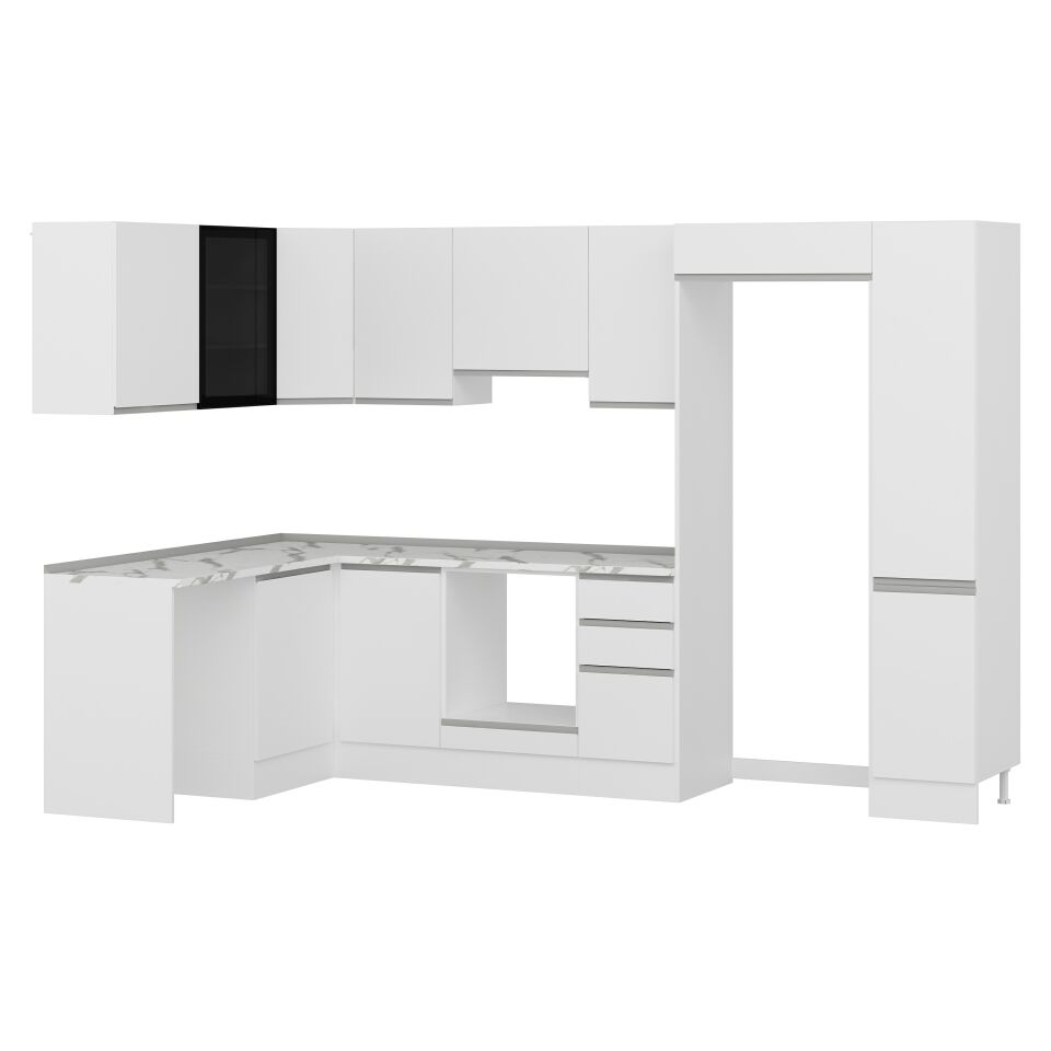 Alvinka 180-330X222 Cm Hg_J Köşe Mutfak Dolabı Beyaz - Mdf
