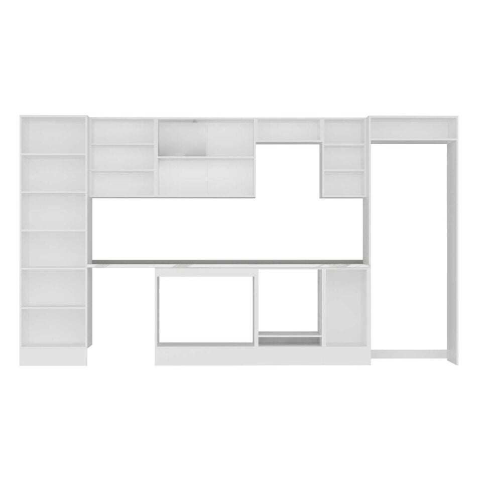 Alvinka 380X222 Cm Klasik Mebran Mutfak Dolabı Mbb-E80B60S40-3 Mebran | Antrasit - Suntalam