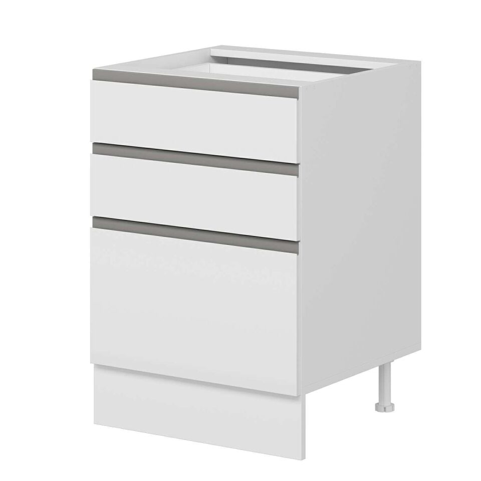 Alvinka Mutfak Modül Hg_J Alt 3Ç1B2K 60Cm Dolap Beyaz Beyaz Mdf