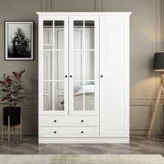 Kale 3 Mebran Kapaklı 2Ç Taçlı Dolap - Beyaz
