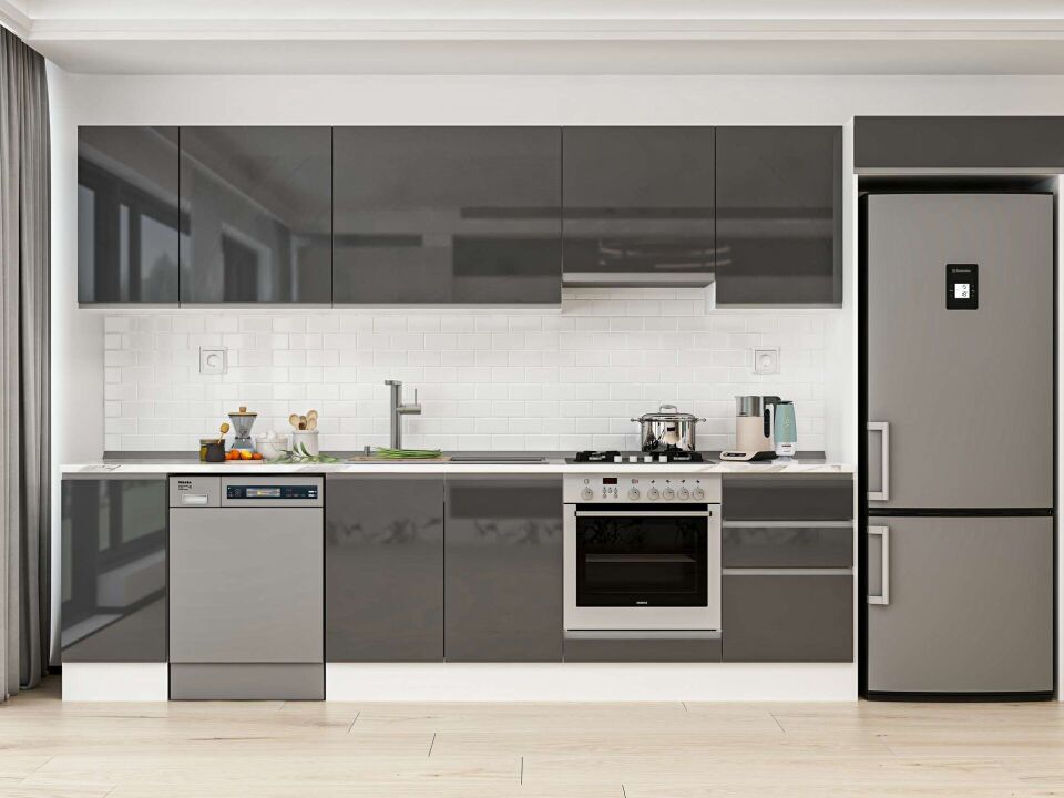 Alvinka 380X222 Cm High Gloss Mutfak Dolabı Mb-E90S40S50-1
