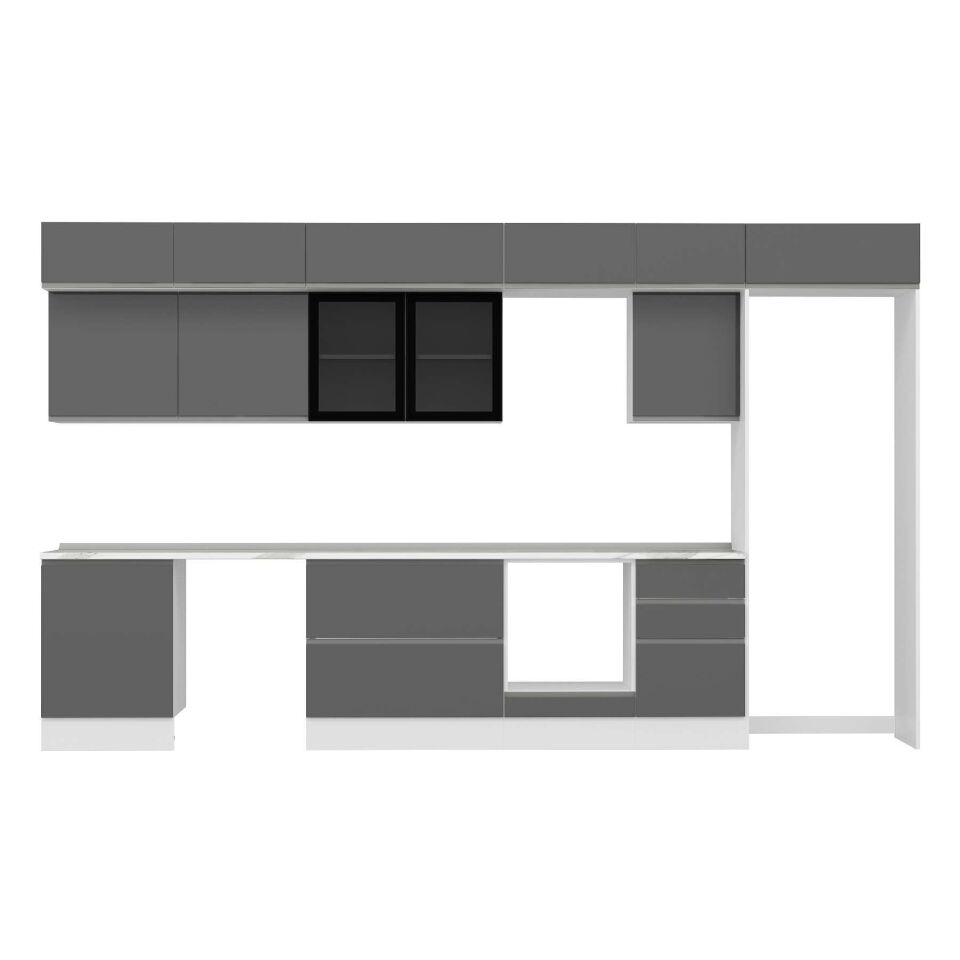Alvinka 390X240 Cm High Gloss Mutfak Dolabı Mb-E80S60S50-3 High Gloss | Antrasit - Suntalam